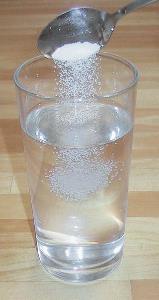 Figure 2.15 A saline water solution can be prepared by dissolving table salt (NaCl) in water. Salt is the solute and water the solvent. 