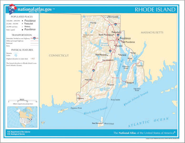 A map of Rhode Island