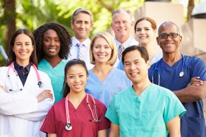 A photo of various types of healthcare professionals.