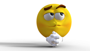 An emoji with a curious face.