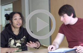 Image of students in the video, Text Wrestling/Close Reading Round Table