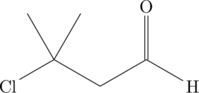 \chemfig{Cl-[:30](-[:60])(-[:120])-[:-30]-[:30](=[:90]O)-[:-30]H}