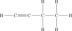 \chemfig{H-C~C-C(-[:90]H)(-[:-90]H)-C(-[:90]H)(-[:-90]H)-H}