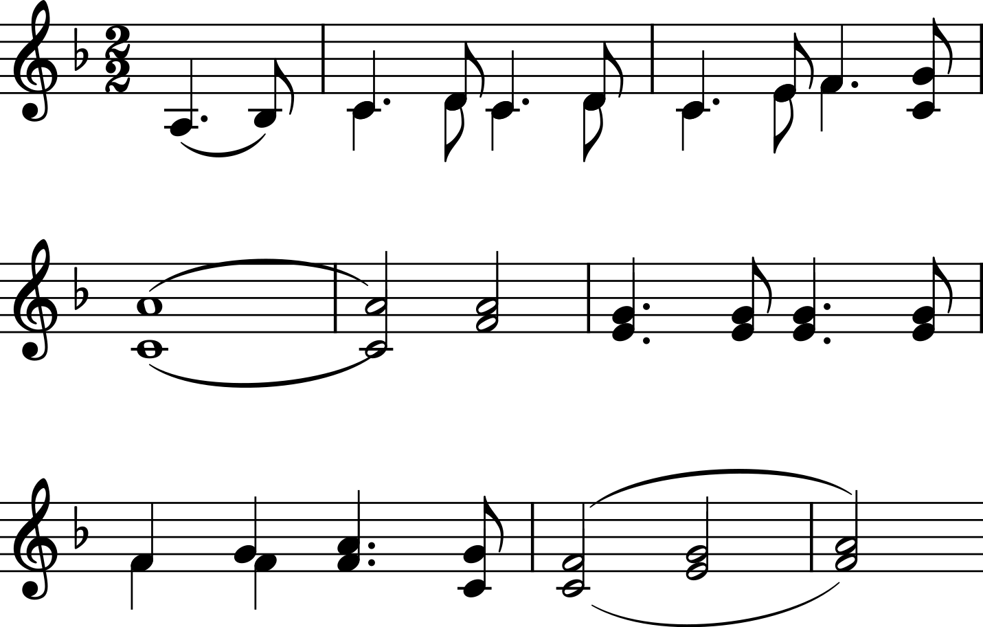 Three lines of musical notation representing a brief melody.