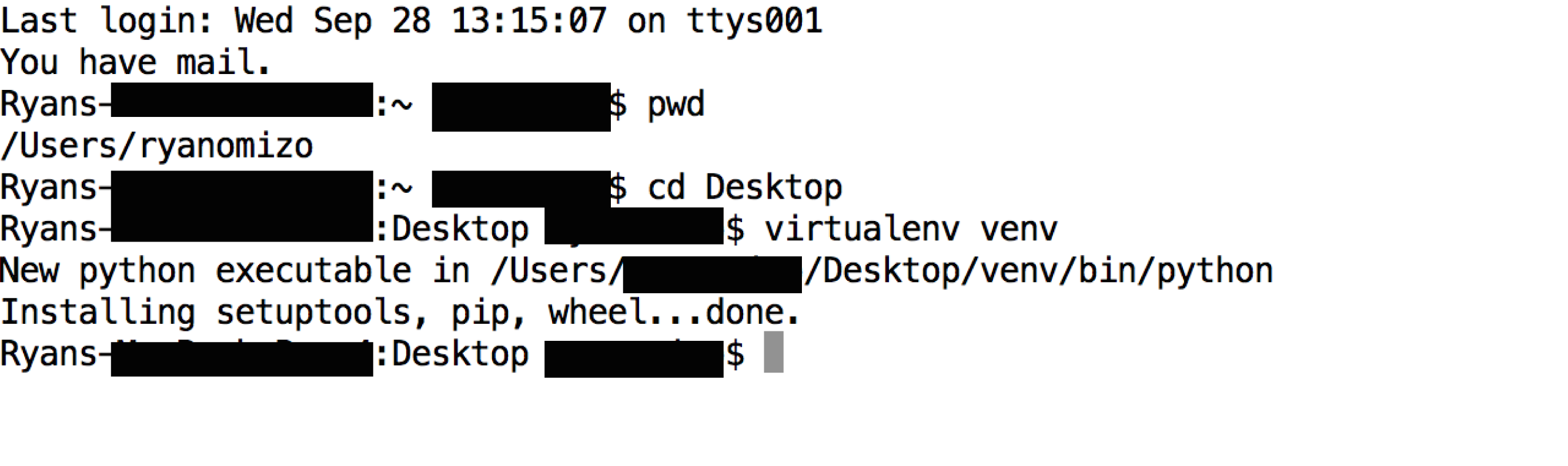 Figure 5. Successful virtualenv installation
