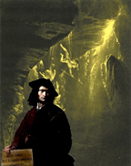 A man holds a sign “If you're going to speak, it ought to be better than silence” while standing in front of fallen angels.