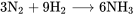3\text{N}_2 + 9\text{H}_2 \longrightarrow 6\text{N} \text{H}_3
