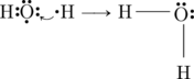 \Lewis{0:,H}\Lewis{0:2:6.,O}_\curvearrowbotleft \Lewis{4.,H}\longrightarrow \chemfig{H-\Lewis{0:2:,O}-[:-90]H}