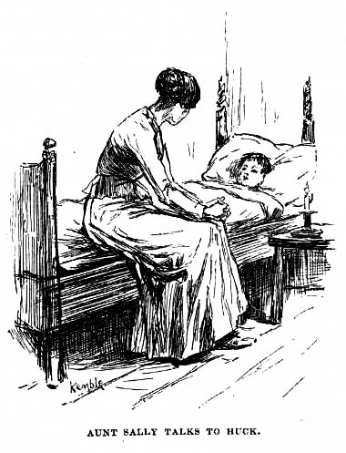 Aunt Sally talks to Huck.
