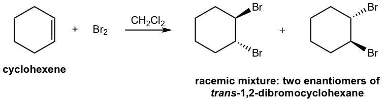 solution is a racemic mixture, two enantiomers of trans-1,2-dibromocyclohexane