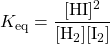 K_{\text{eq}}=\dfrac{[\text{HI}]^2}{[\ce{H2}][\ce{I2}]}