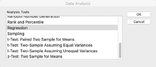 Analysis Tools Selection Window