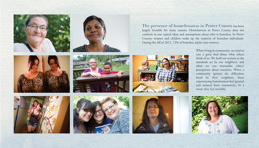 Nine color portraits of women who have experienced homelessness.