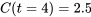 C(t=4)=2.5
