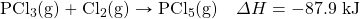 \ce{PCl3(g)}+\ce{Cl2(g)}\rightarrow\ce{PCl5(g)}\quad\Delta H=-87.9\text{ kJ}