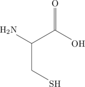 \chemfig{\ce{SH}-[:150]-[:90](-[:150]\ce{H2N})-[:30](=[:90]O)-[:-30]\ce{OH}}