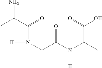\chemfig{-[:30](-[:90]\ce{NH2})-[:-30](=[:30]O)-[:-90]N(-[:180]H)-[:-30](-[:-90])-[:30](=[:90]O)-[:-30]N(-[:-90]H)-[:30](-[:90](=[:150]O)-[:30]\ce{OH})-[:-30]}