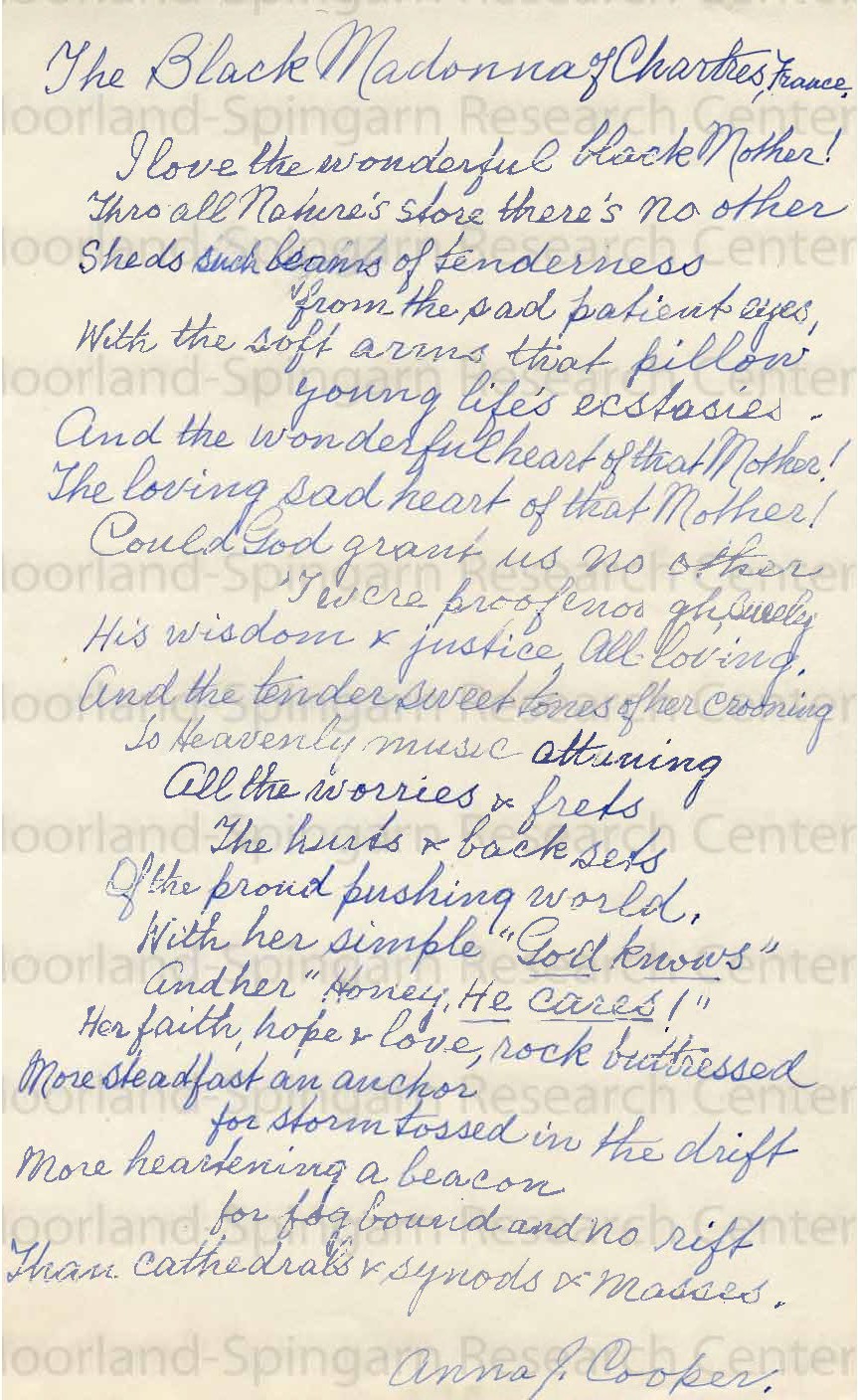 a cursive, hand-written version of "the Black Madonna of Chartres, France"