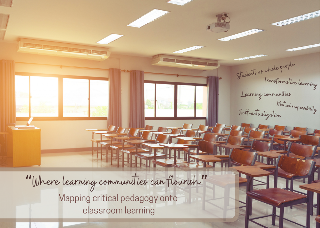 classroom with empty chairs and sunlight streaming in the window