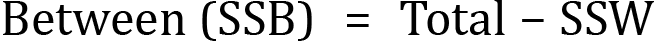 <mml:math xmlns:mml="http://www.w3.org/1998/Math/MathML" xmlns:m="http://schemas.openxmlformats.org/officeDocument/2006/math" display="block"><mml:mi mathvariant="normal">B</mml:mi><mml:mi mathvariant="normal">e</mml:mi><mml:mi mathvariant="normal">t</mml:mi><mml:mi mathvariant="normal">w</mml:mi><mml:mi mathvariant="normal">e</mml:mi><mml:mi mathvariant="normal">e</mml:mi><mml:mi mathvariant="normal">n</mml:mi><mml:mi mathvariant="normal"> </mml:mi><mml:mo>(</mml:mo><mml:mi mathvariant="normal">S</mml:mi><mml:mi mathvariant="normal">S</mml:mi><mml:mi mathvariant="normal">B</mml:mi><mml:mo>)</mml:mo><mml:mo>=</mml:mo><mml:mi mathvariant="normal">T</mml:mi><mml:mi mathvariant="normal">o</mml:mi><mml:mi mathvariant="normal">t</mml:mi><mml:mi mathvariant="normal">a</mml:mi><mml:mi mathvariant="normal">l</mml:mi><mml:mo>-</mml:mo><mml:mi mathvariant="normal">S</mml:mi><mml:mi mathvariant="normal">S</mml:mi><mml:mi mathvariant="normal">W</mml:mi></mml:math>