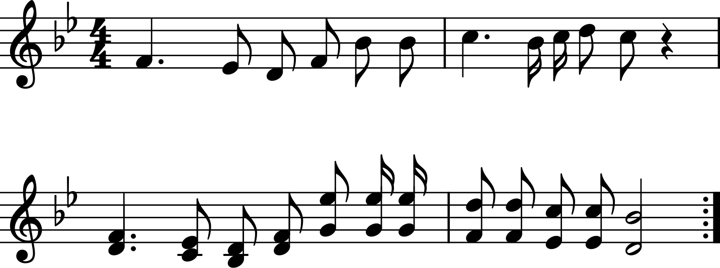 Two lines of musical notation representing a brief melody.