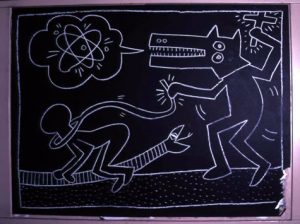 Keith Haring, *Untitled (Subway Drawing)*, 1982, chalk on paper @ Keith Haring Foundation