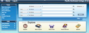 A webpage screenshot of an advanced search field from a library website.