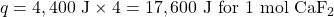 q=4,400\text{ J}\times 4=17,600\text{ J for 1 mol }\ce{CaF2}