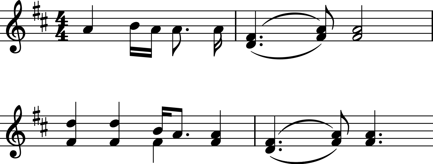Two lines of musical notation representing a phrase of melody.