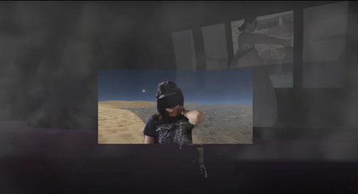 A screenshot of an image for "A Place of Care." A person is in the middle of the screen with a VR headset that covers their eyes. 
