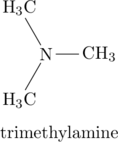 \chemname[1em]{\chemfig{N(-[:120]\ce{H3C})(-[:-120]\ce{H3C})-\ce{CH3}}}{trimethylamine}