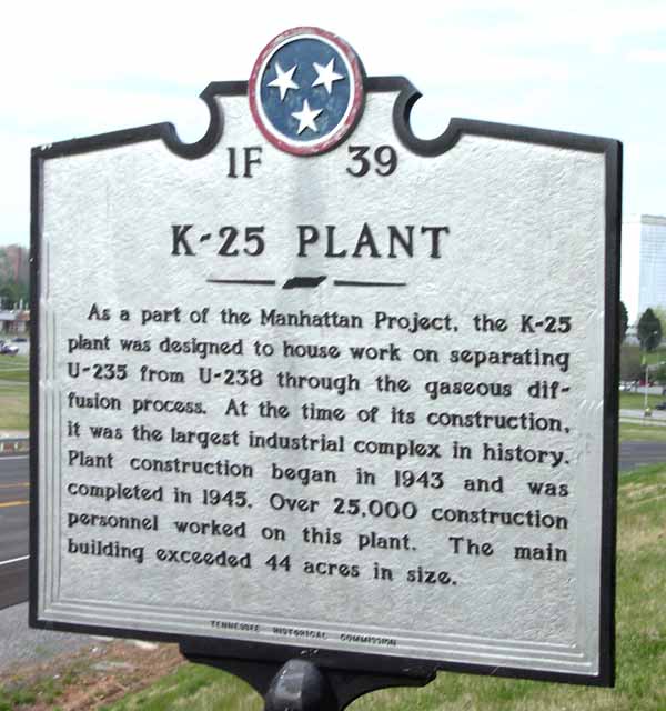 Sign for the historic K-25 Plant
