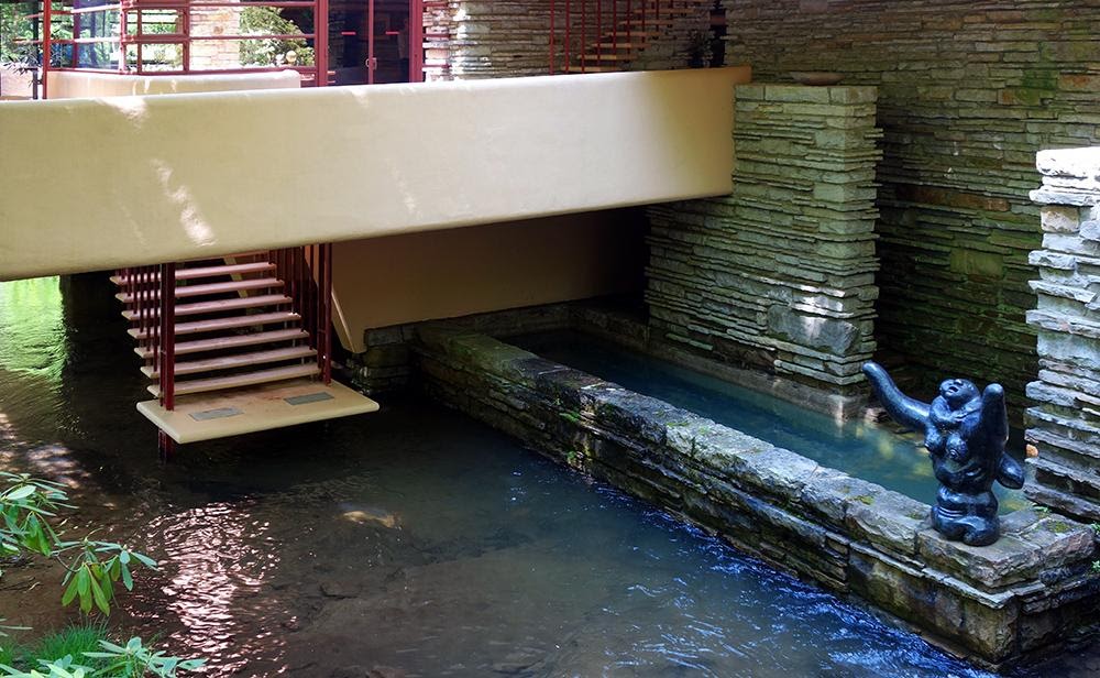 Photo of FRANK LLOYD WRIGHT, FALLINGWATER, STEPS TO STREAM (AKA KAUFMANN RESIDENCE), BEAR RUN, PENNSYLVANIA