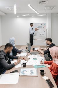 business meeting with people working