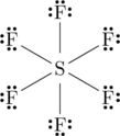 \chemfig{\Lewis{2:4:6:,F}-[:-30]S(-[:90]\Lewis{0:2:4:,F})(-[:30]\Lewis{0:2:6:,F})(-[:-30]\Lewis{0:2:6:,F})(-[:-90]\Lewis{0:4:6:,F})(-[:-150]\Lewis{2:4:6:,F})}
