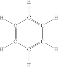 \chemfig{C*6((-H)-C(-H)=C(-H)-C(-H)=C(-H)-C(-H)=)}