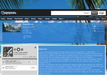 Figure 8. Guavaland's Myspace page.