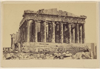 An Albumen silver print of the Parthenon made by an unknown artist between 1865 and 1875. 